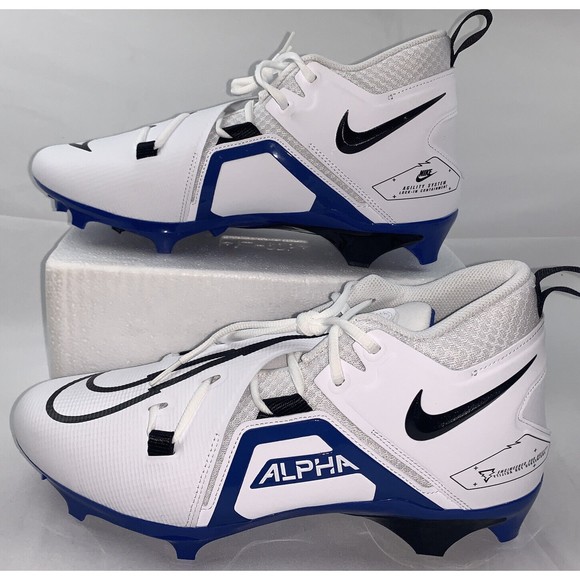 Nike Alpha Menace Pro 3 Football Cleats White/Black/Blue CT6649-101 Size 11.5 - Picture 2 of 7